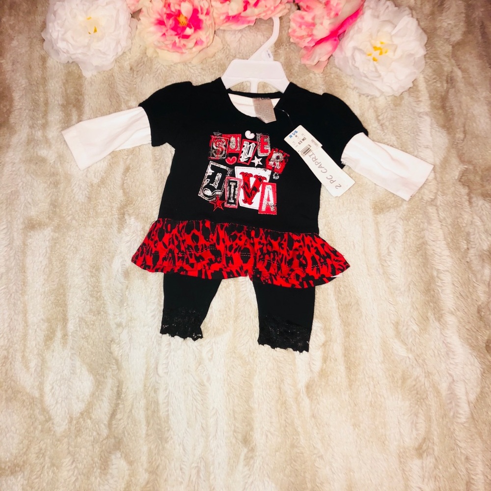 Mini Wear by babies R Us girl 2 PC set 0-3m NWT